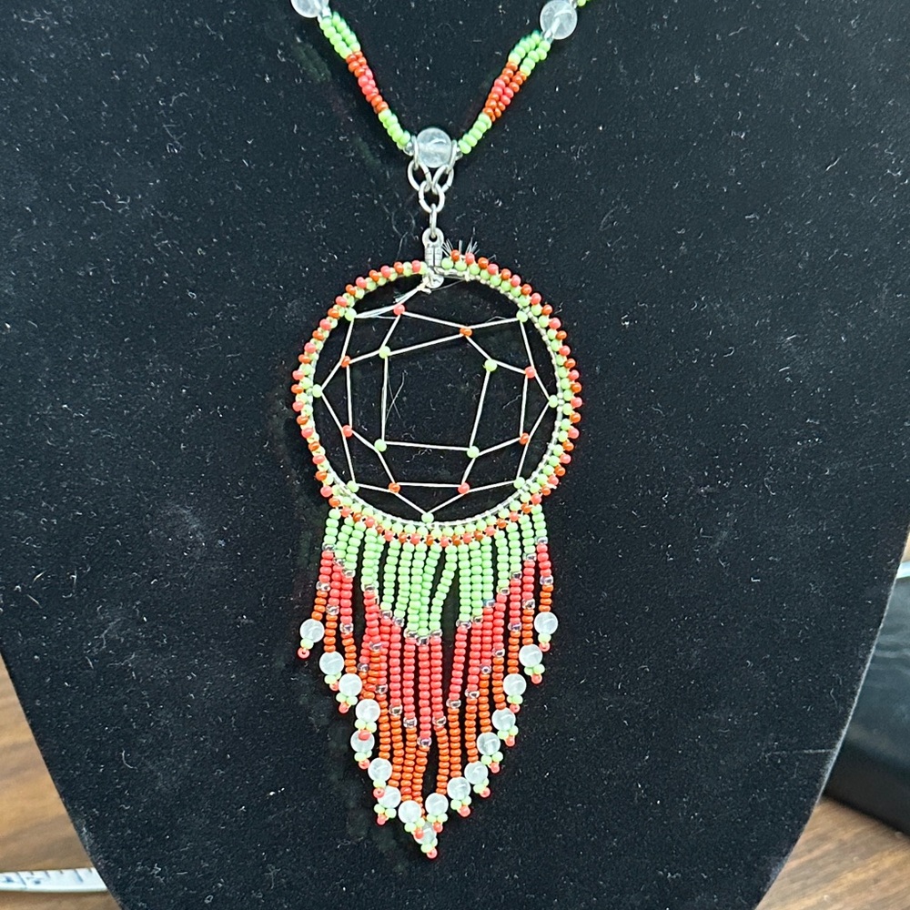Handcrafted Beaded Dreamcatcher Necklace